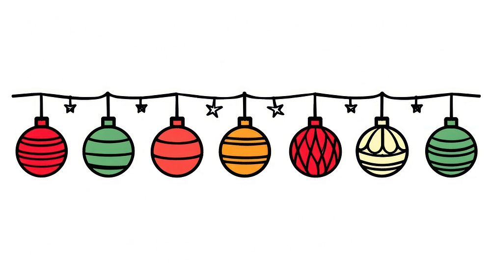 Christmas balls flag string sphere number symbol.