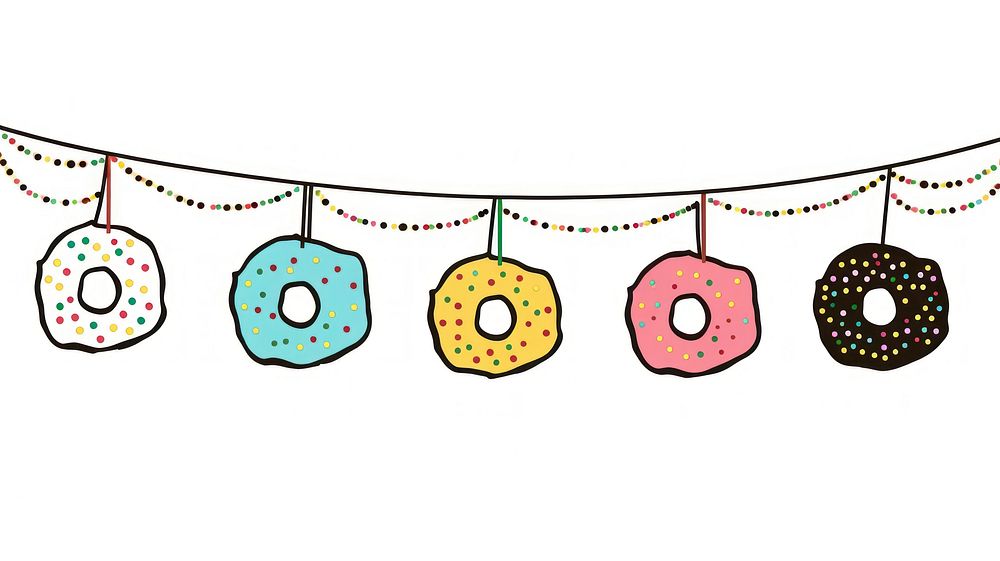 Clorful donut flag string confectionery sweets number.