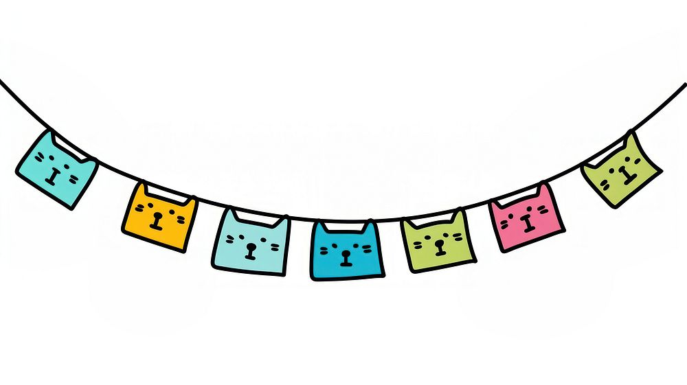 Cute cat flag string number symbol text.