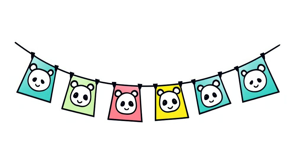 Cute pandas flag string banner people person.