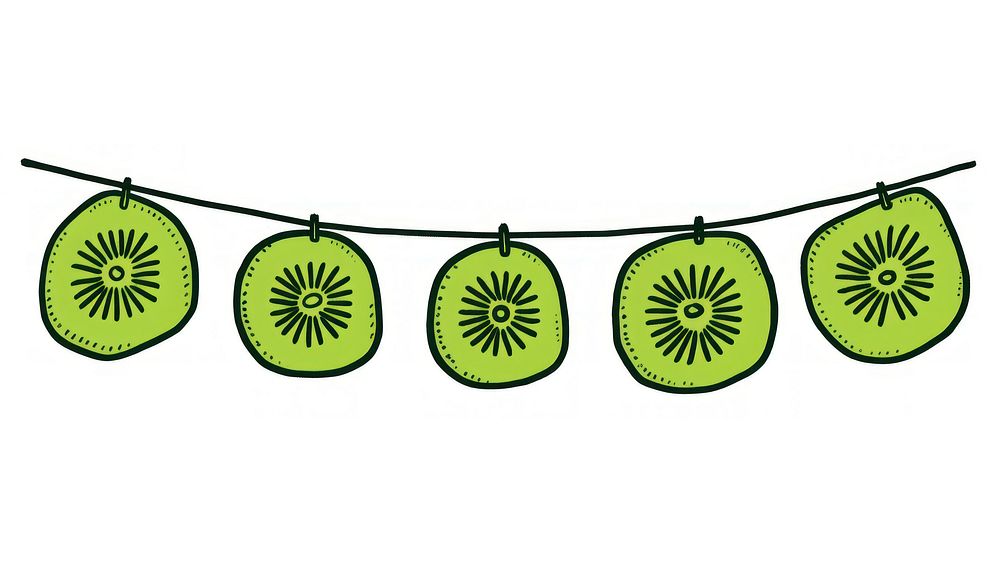 Kiwi fruits flag string produce plant food.