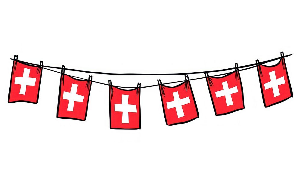 Switzerland flag string text first aid.