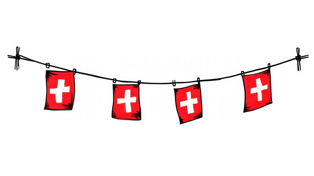 Switzerland flag string text first aid.