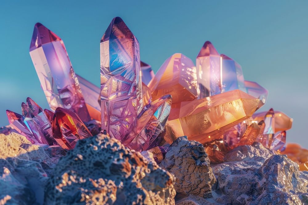 3d crystal stones mineral quartz accessories.