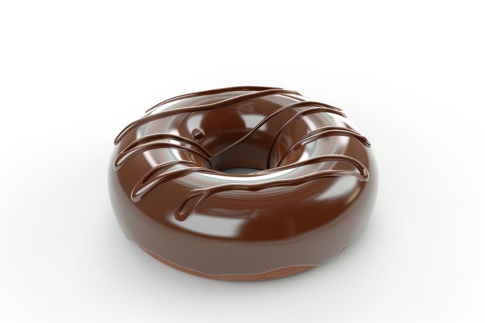 A chocolate pong de ring donut confectionery clothing apparel.