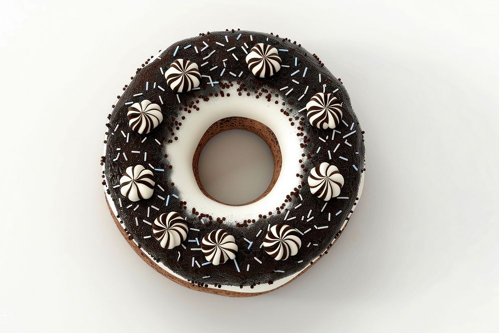 Cookie and cream donut confectionery sweets plate.