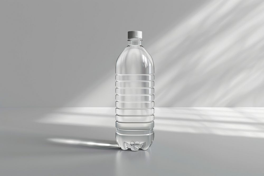 Blank plain water bottle mockup cosmetics beverage plastic.