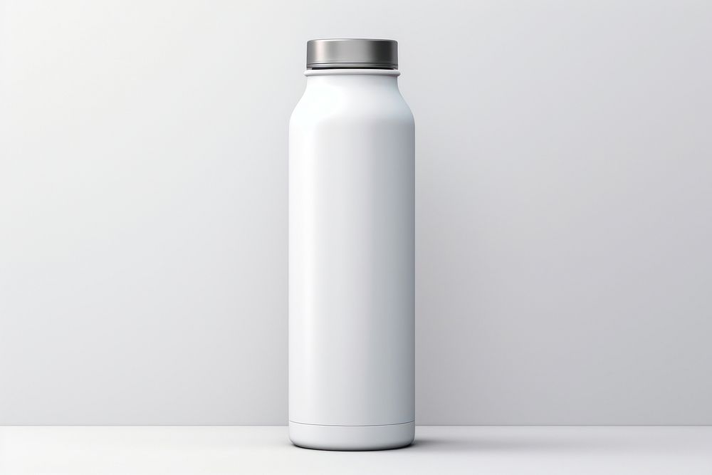 Blank plain white water bottle mockup beverage drink milk.