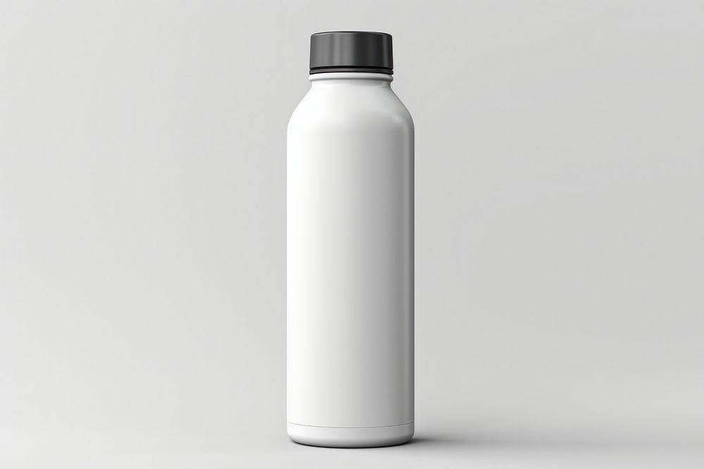 Blank plain white water bottle mockup beverage shaker drink.