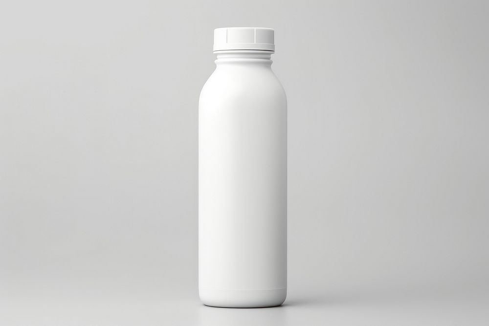 Blank plain white water bottle mockup beverage drink glass.