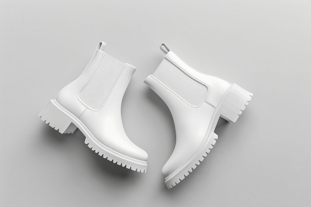 Blank plain whte boots mockup white clothing footwear.