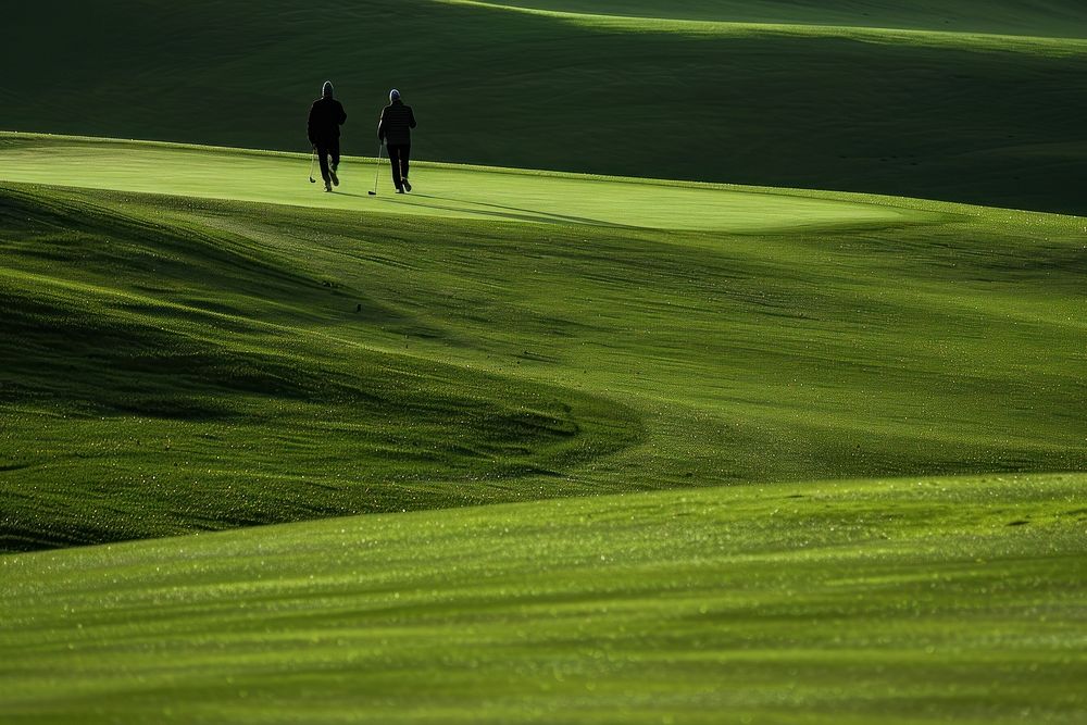 Walking on a golf course outdoors nature sports.