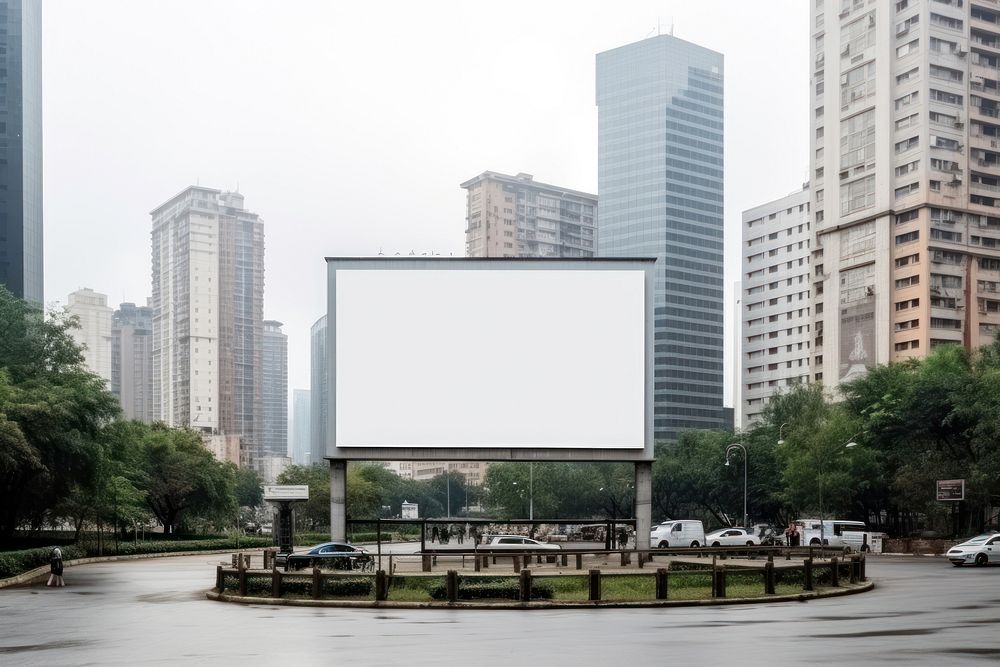 White Blank billboard city transportation advertisement.