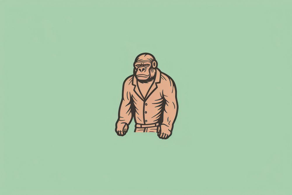 A minimal character Gorilla illustration ape wildlife person.