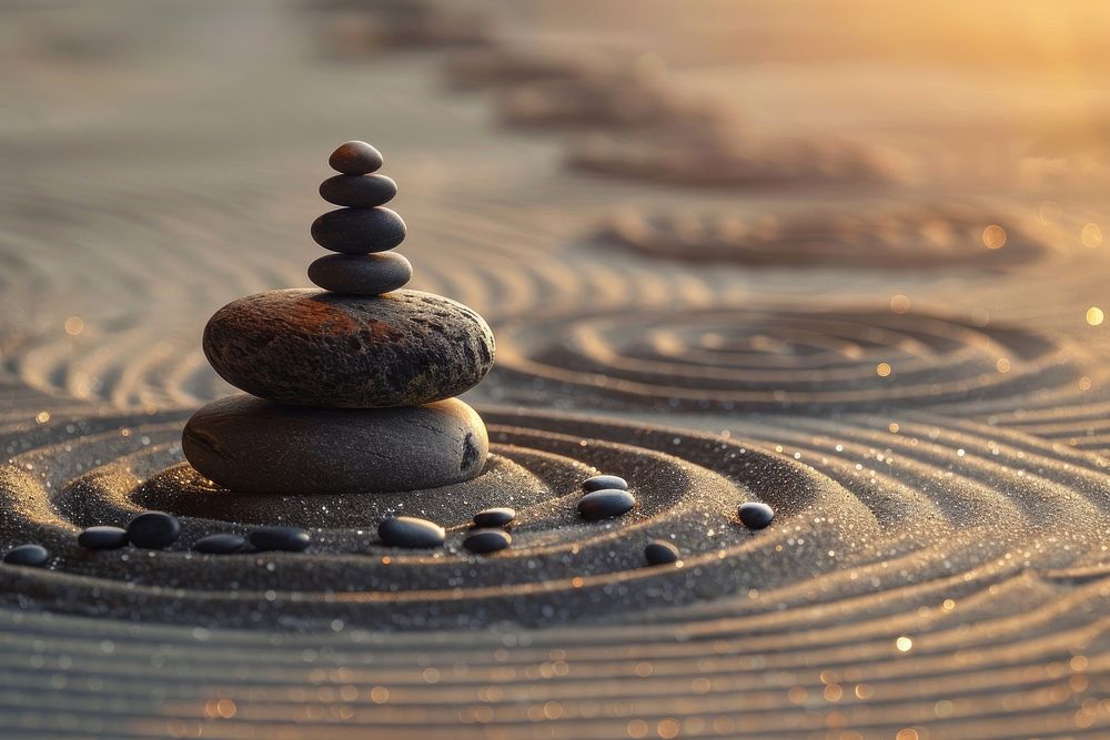 Zen garden meditation stone spirituality balance pebble.