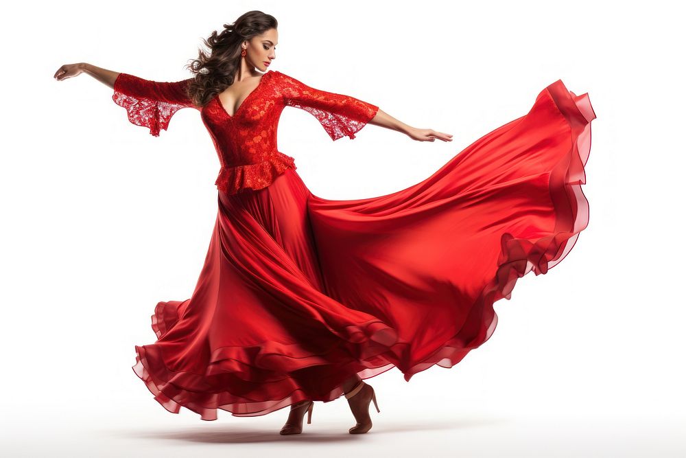 Woman dancing local style of spain recreation performer flamenco.