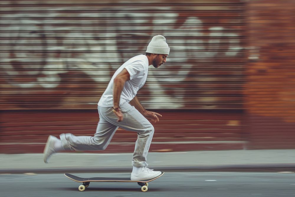 Riding a skateboard footwear street speed.