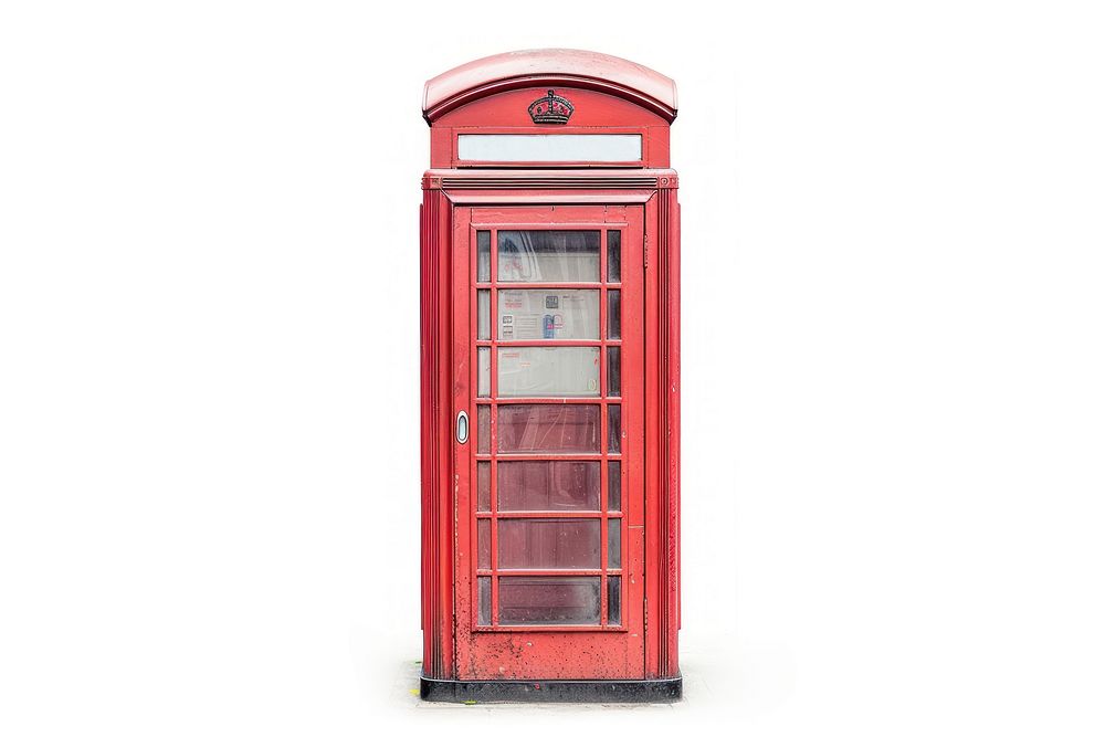 Red telephone booth in London kiosk.