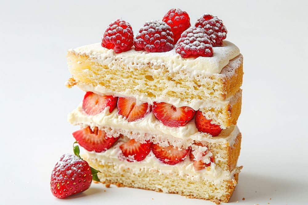 Short cake strawberry raspberry dessert.