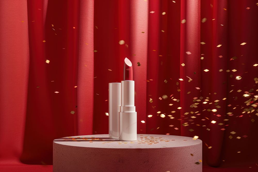 Lipstick mockup cosmetics candle.