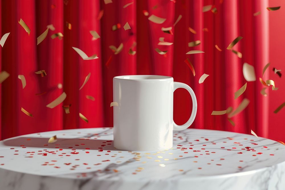 Mug mockup tablecloth beverage coffee.