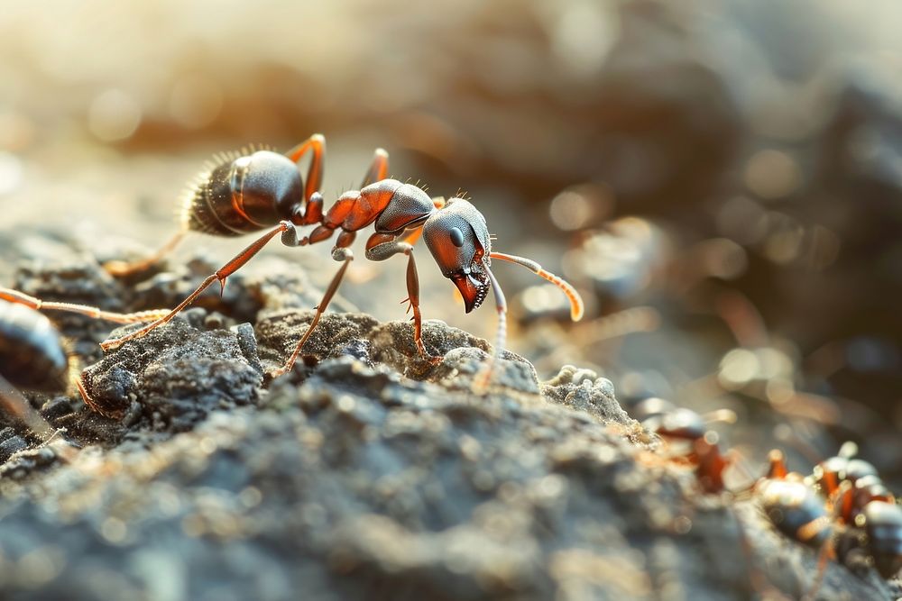 Ant colony crawls animal insect invertebrate.