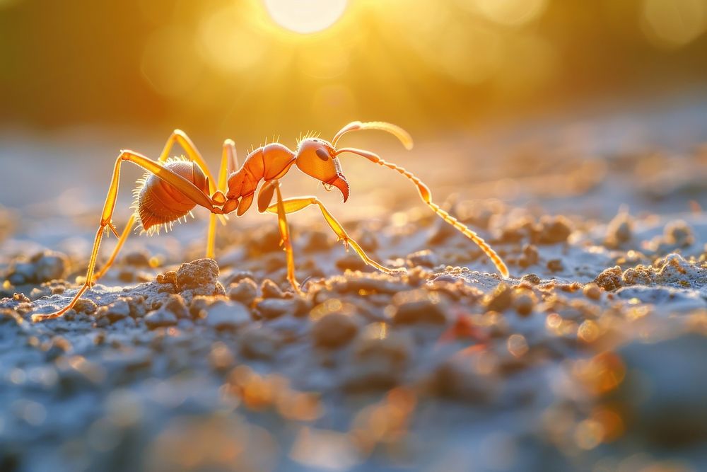 Ant crawls at sunset animal insect invertebrate.