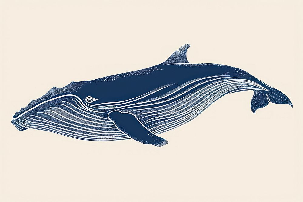 CMYK Screen printing blue whale animal mammal shark.