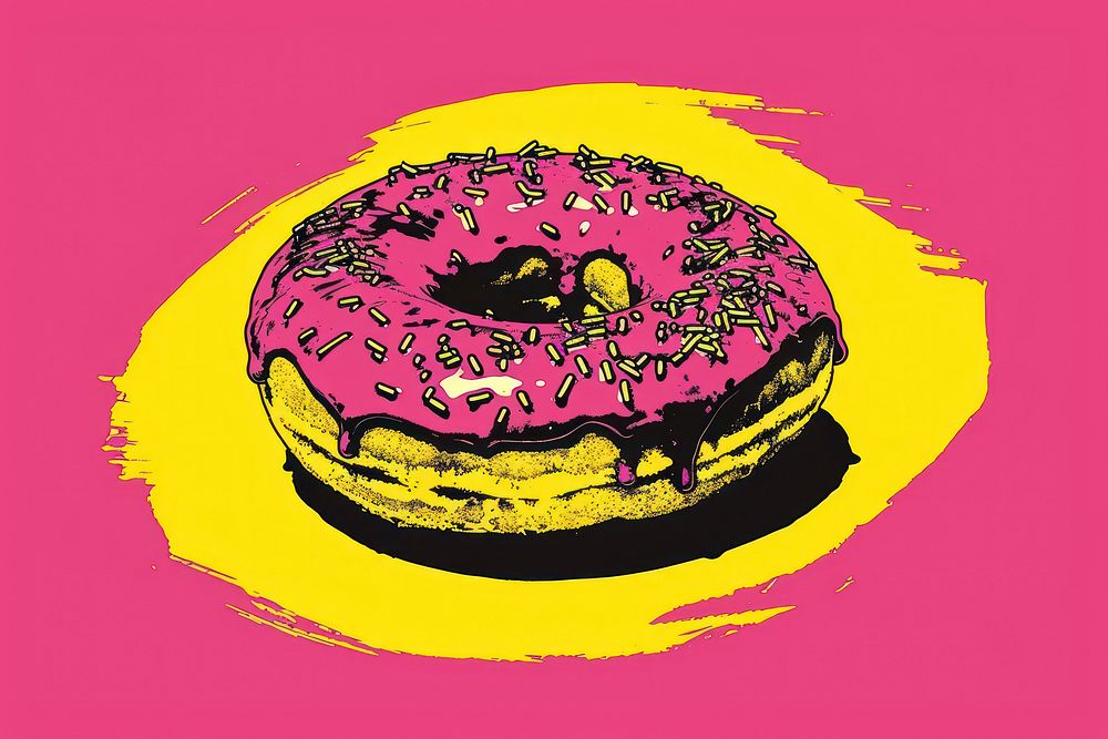 CMYK Screen printing donut confectionery dessert sweets.