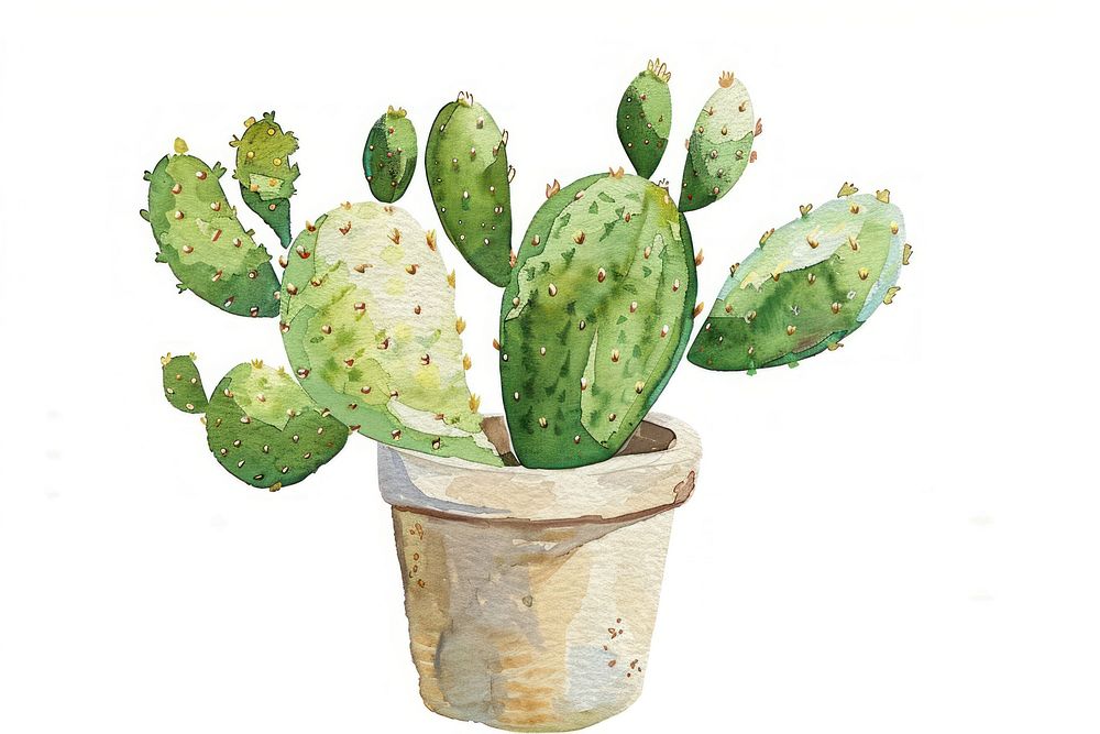Potted cactus plant white background creativity.