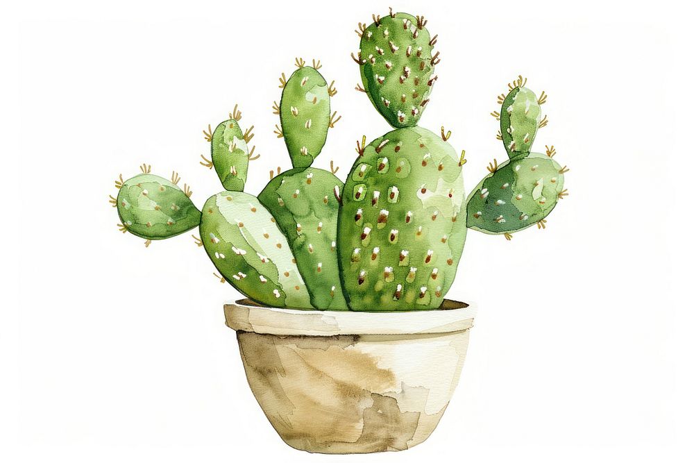 Potted cactus plant white background houseplant.