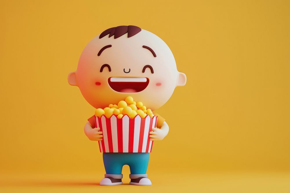 Person holding popcorn person outdoors cartoon.