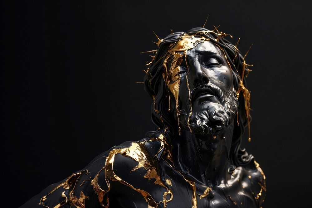 Jesus christ sculpture melting photography portrait person.