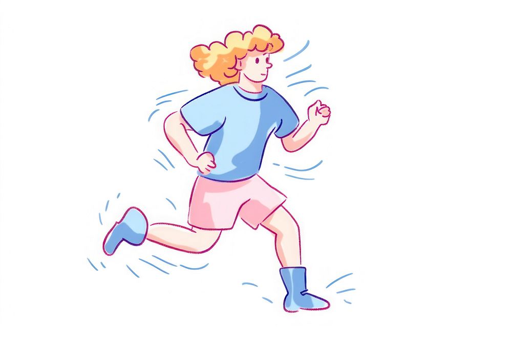 Doodle illustration Person running cartoon person illustrated.