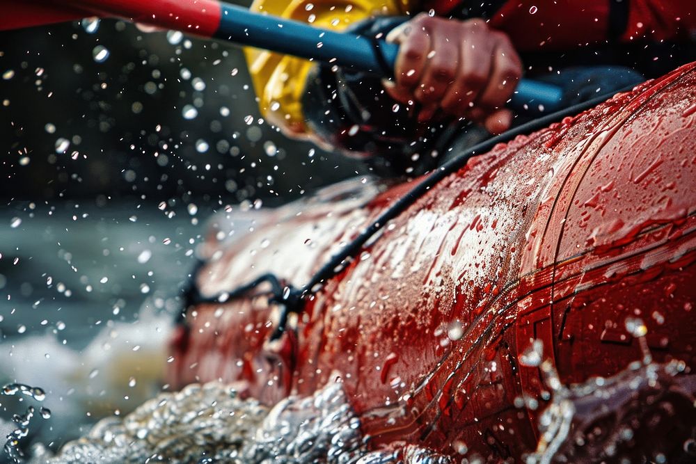 Rafting in rubber dinghy vehicle kayak transportation.