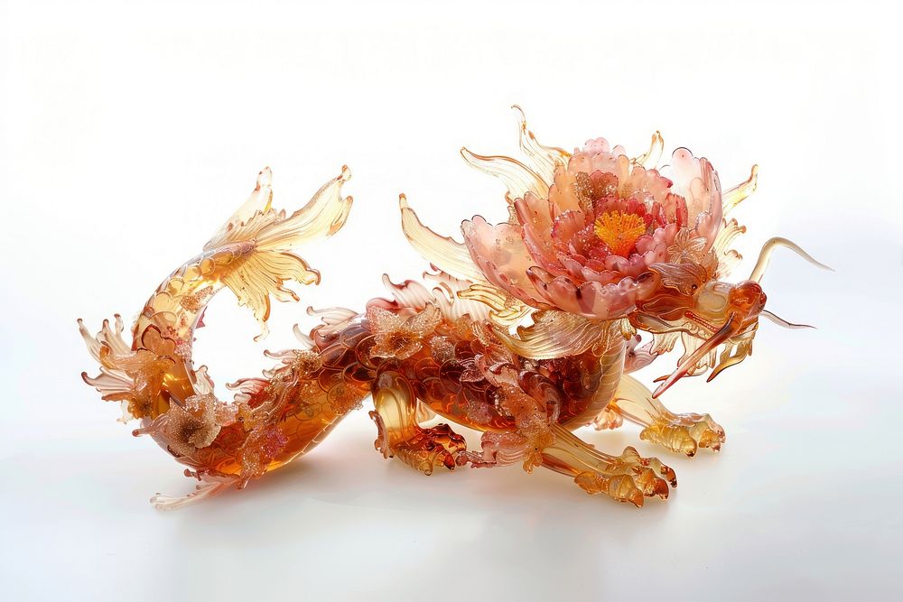 Flower resin art in dragon seafood petal white background.