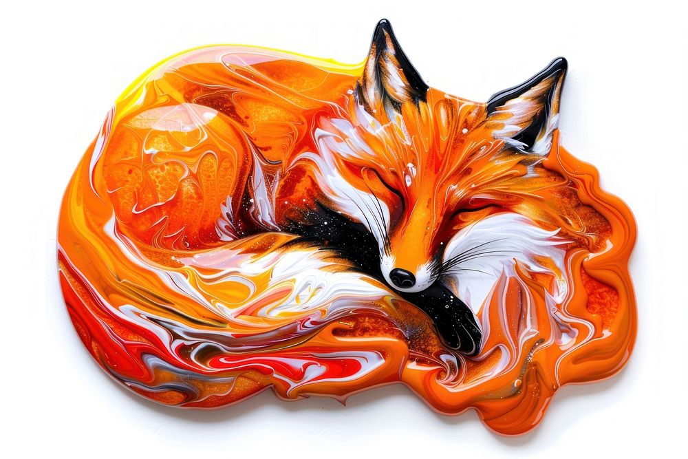 Acrylic pouring fox wildlife animal mammal.