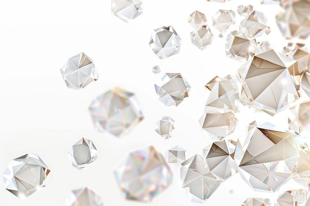 White gems geometric floating backgrounds jewelry crystal.