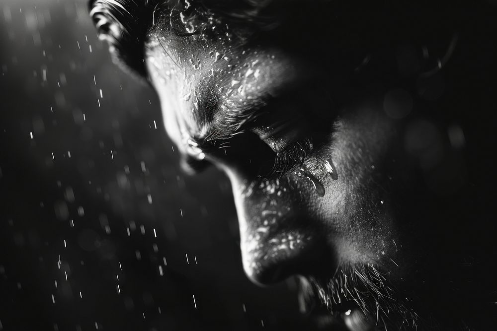 Man crying photography portrait sweating.