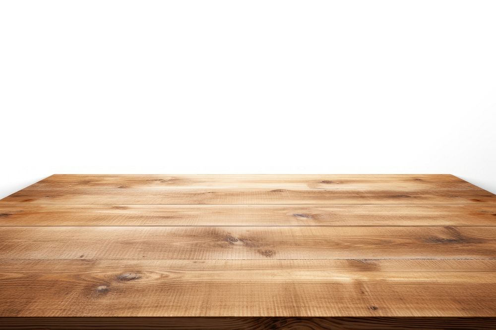 Empty wooden table backgrounds furniture white background.