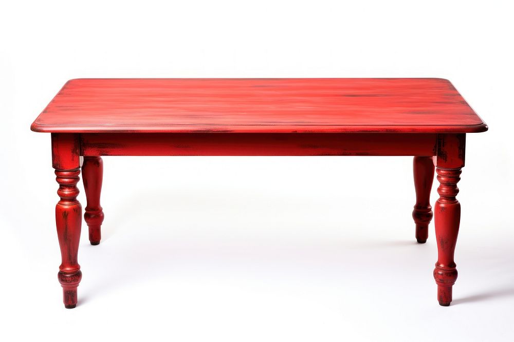 Red wooden table furniture white background architecture.