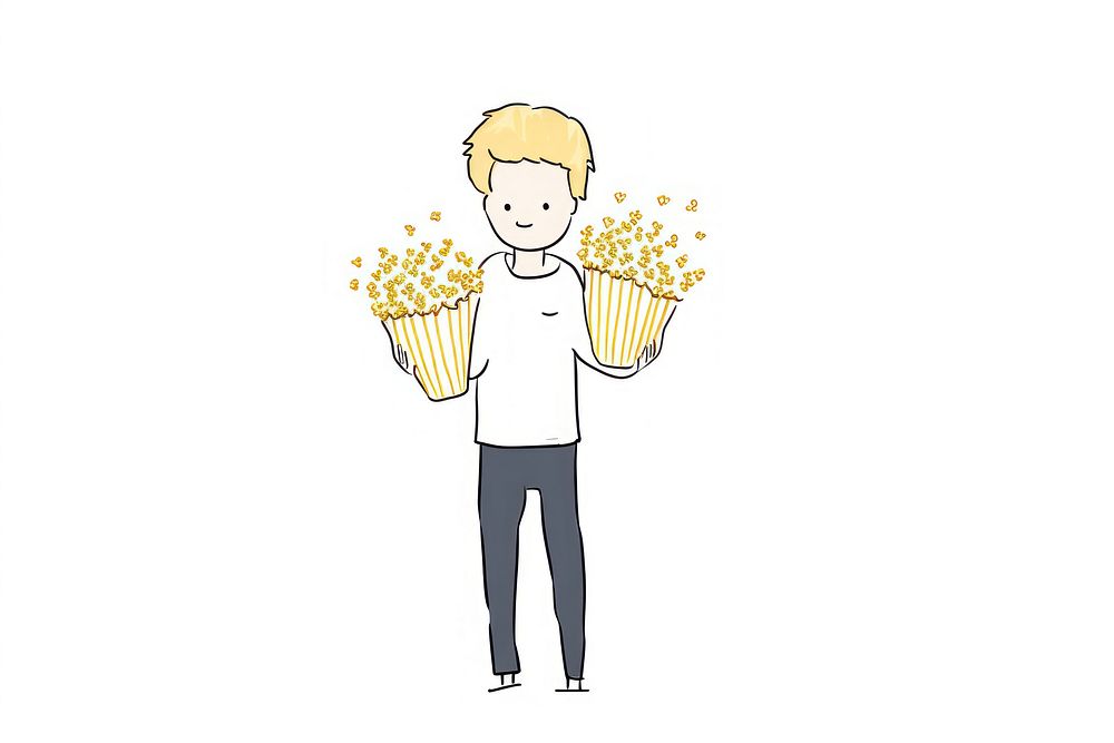 Person holding popcorn person art illustrated.