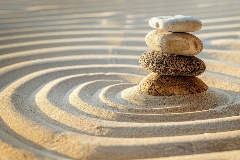 Zen garden meditation stone outdoors balance pebble.