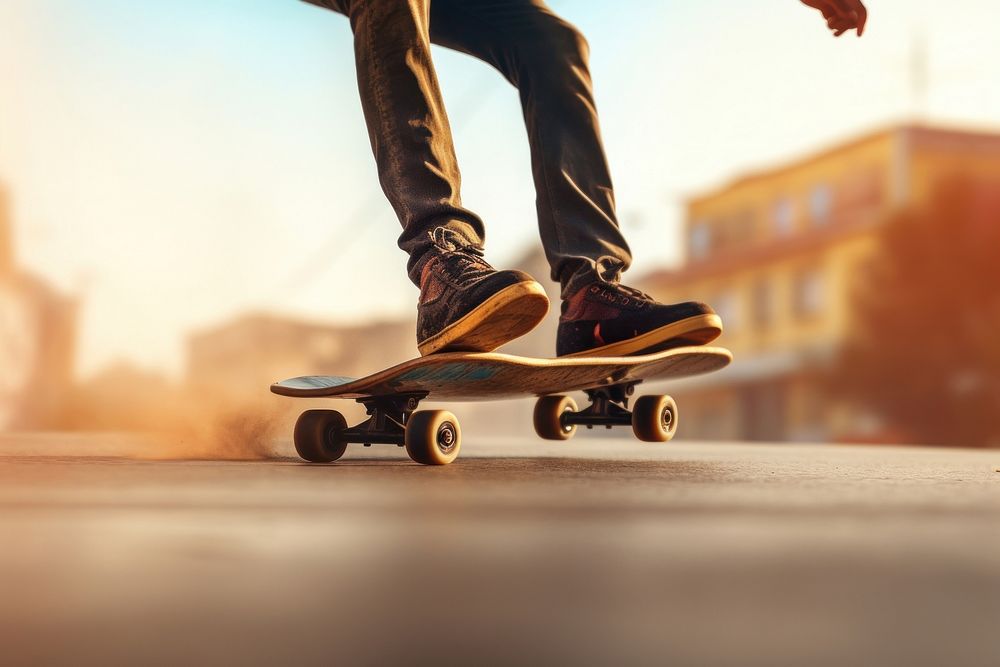 Skateboarding on the street skateboard skateboarding city.