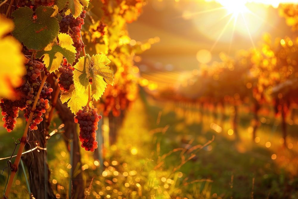 Vineyard ready for harvesting sunlight outdoors nature.