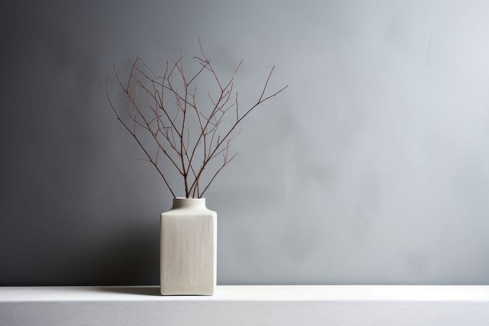 Vase with dry branch stick plant houseplant decoration.