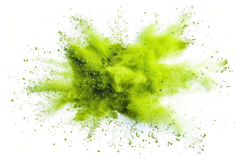 Green holi paint color powder backgrounds white background splattered.