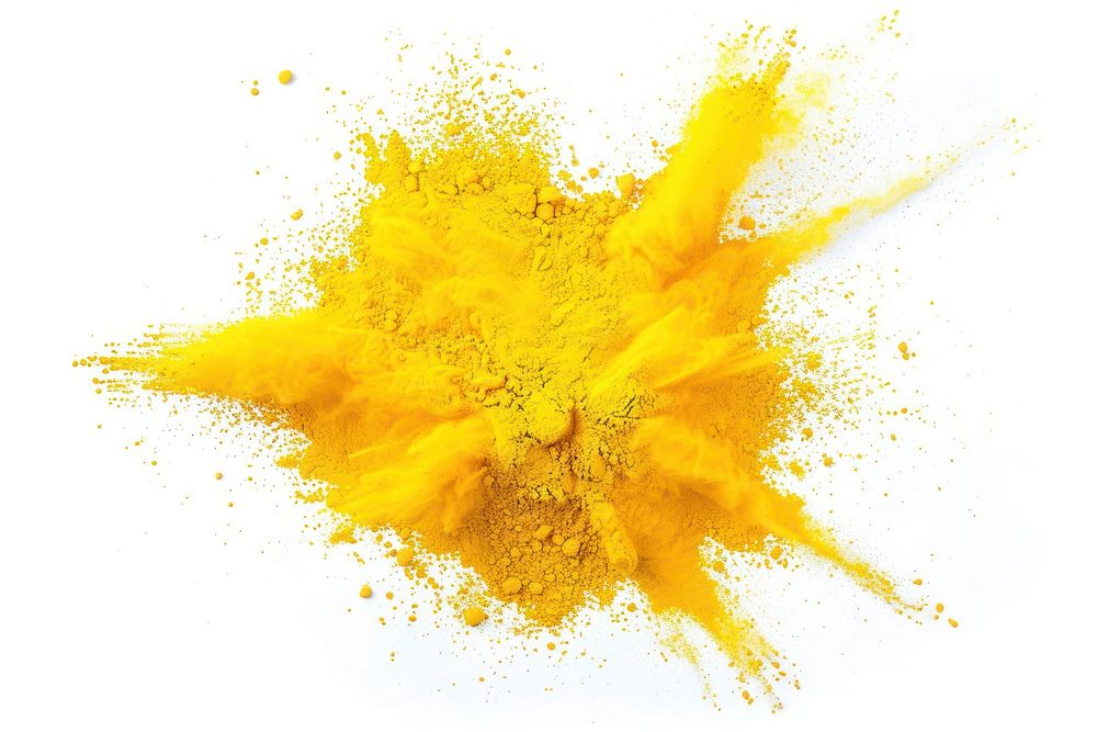 Yellow holi paint color powder backgrounds white background splattered.