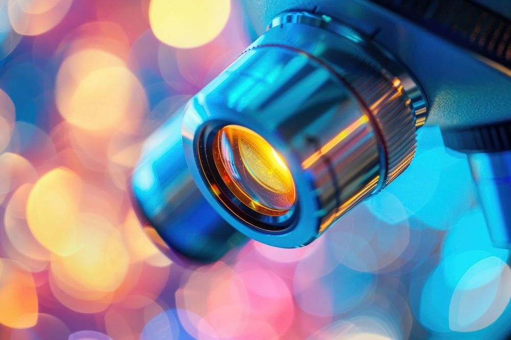 Microscope lens microscope light illuminated.