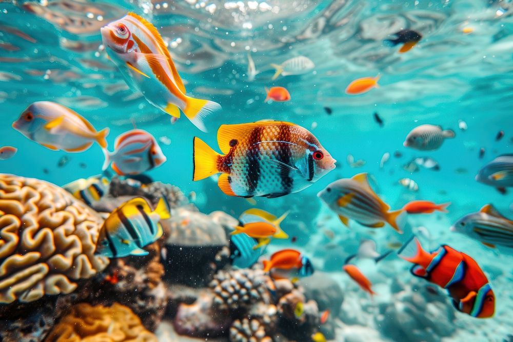 Multi colored fish swim tropical | Premium Photo - rawpixel